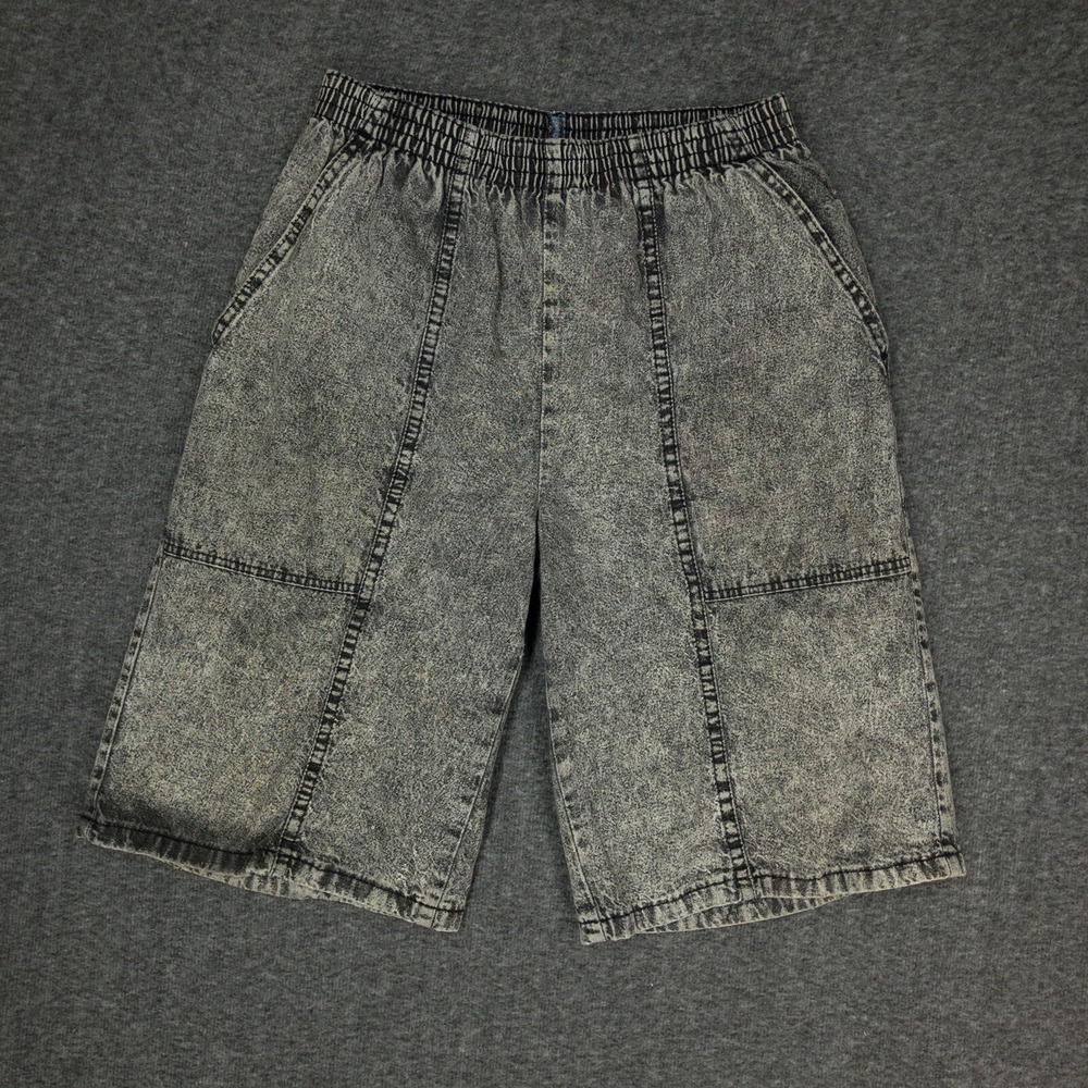 Ravine Baye Grey Acid Wash Shorts Womens XL 10.5" Inseam Jorts 80s 90s
